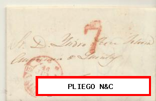 Carta de Valencia a Játiva del 16 Jun. 1844. Con Baeza 23-1 R. y porteo 7 R. Baeza de llegada