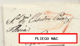 Carta de Alcira a Novelda del 5 Enero 1836. Con marca 3 R. y porteo 7 R