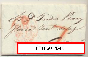 Carta de Valencia a Novelda del 14 Jun. 1836. Con marca 20 R. y porteo 7 R
