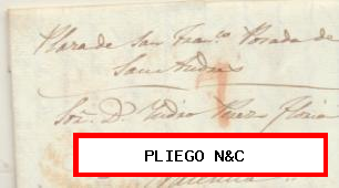 Carta de Novelda a Valencia del 7 Enero 1843, Utilizando marca de Monforte 2 R. porteo 7 R. y Baeza de llegada a Valencia. RARA