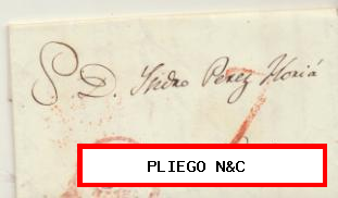 Carta de Valencia a Novelda del 2 de Sep. 1843. Con Baeza 23 R. en ambas caras y porteo 7 R