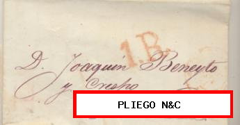 Carta de Alicante a Novelda del 18 Agos. 1852. Con Baeza 11 R. y porteo 7 R