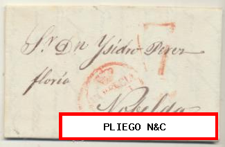 Carta de Valencia a Novelda del 18 Sept. 1838. Con marca 22 R. y porteo 7 R