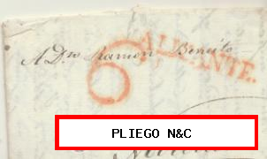 Carta de Peñacerrada a Novelda del 2 Agos. 1830. Utilizando marca de Alicante 10 R y porteo 6 R