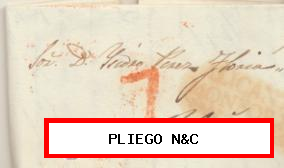 Carta de Novelda a Alcira del 29 Jun. 1843. Utilizando marca de Monforte 2 R. y porteo 7 R