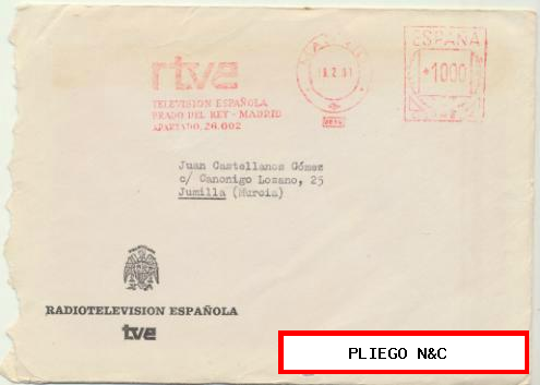 Carta con Membrete (Radiotelevisión Española) de Prado del Rey a Jumilla del 18-2 1981