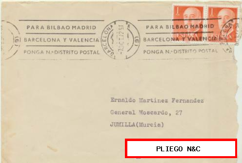 Carta de Barcelona a Jumilla del 7 de Octubre de 1951