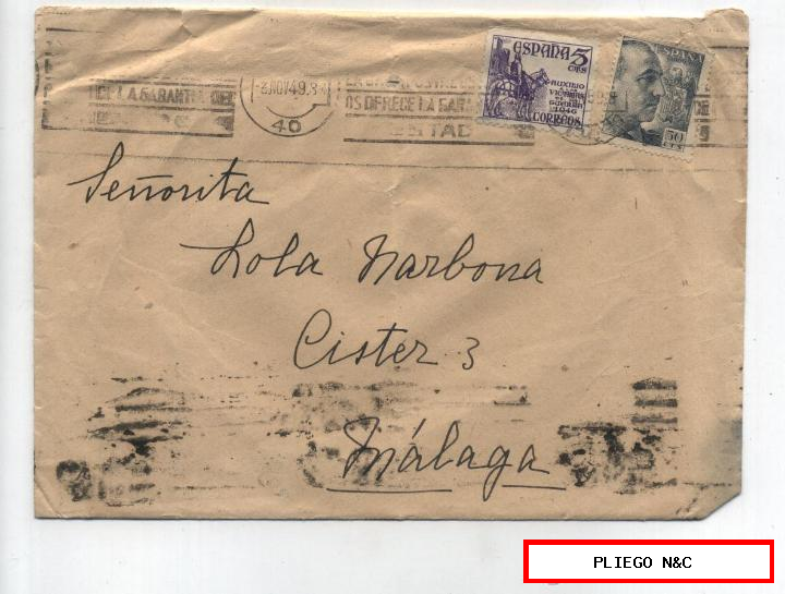 Carta de Sevilla a Málaga del 3 Novi. 1949. con Edifil 1053 y 1062