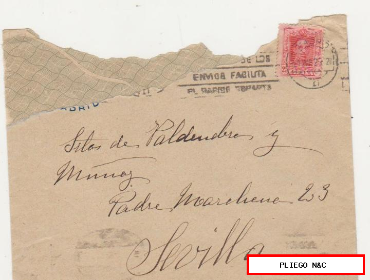 carta con membrete de Madrid a Sevilla del 21 marzo 1925. Franqueado con Edifil 317