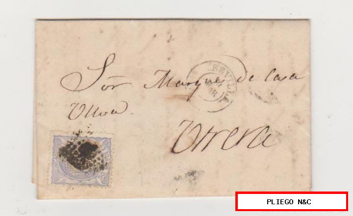 carta de Sevilla a utrera del 19 marzo 1872. Franqueado con Edifil 107