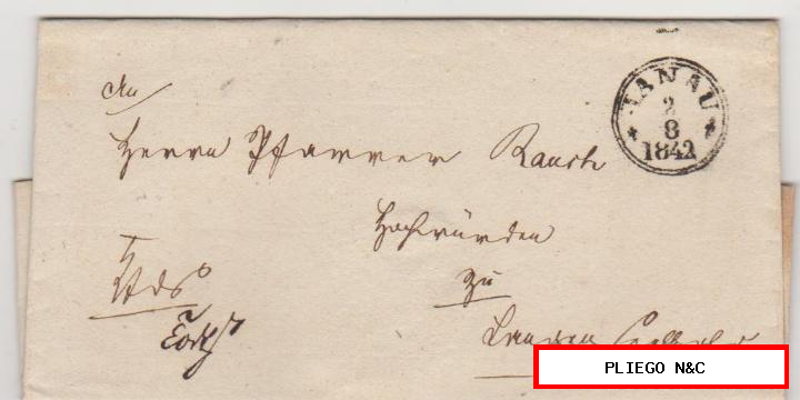 carta de Hanau a Linz am Rhein del 2-8-1842. (Alemania) sello en seco al dorso