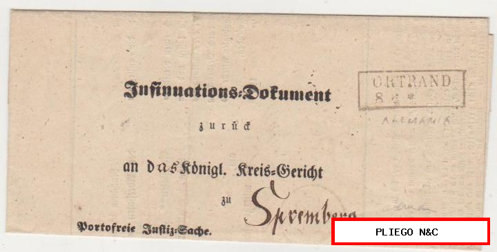 carta de ortrand a spremberg (Alemania) del 7-jun. 1863. Fechador de paso en dorso
