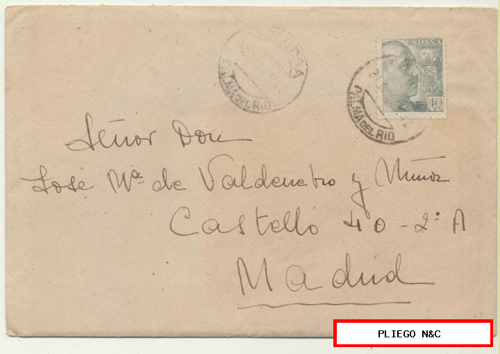 carta de palma del río a Madrid del 30 de mayo de 1943. Franqueado con Edifil 925