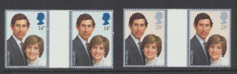 Gran Bretaña 1981. Boda del Príncipe Carlos con Lady Diana. Serie parejas Yvert 1001-02 **