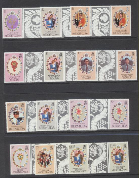 Bodas Reales 1981. Príncipe Carlos y Lady Diana. 4 Series Completas. Bermuda **, British Virgin Islands **, Brunéi ** y Cayman **