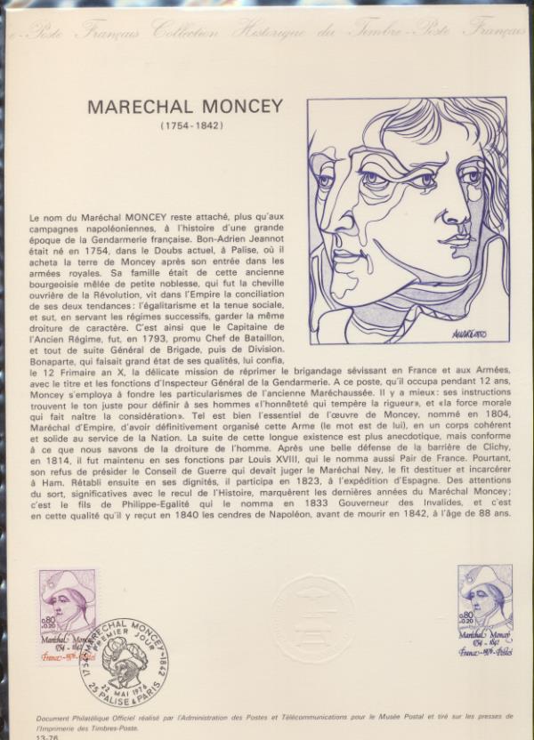 Colección Histórica del Sello Francés. 13 y 14. 1976 Matasellos Primer día