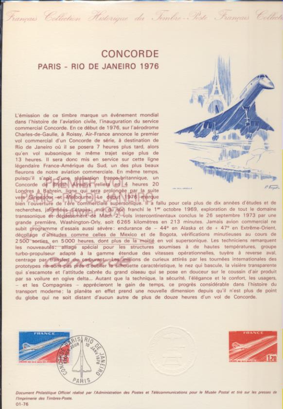 Colección Histórica del Sello Francés. 1 y 2. 1976 Matasellos Primer día