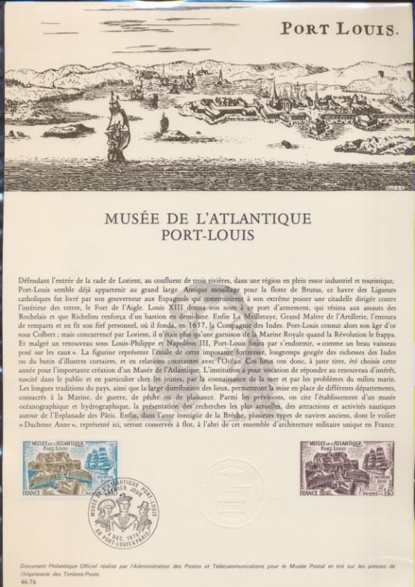 Colección Histórica del Sello Francés. 46 y 47. 1976 Matasellos Primer día