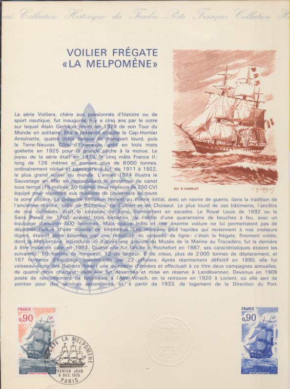 Colección Histórica del Sello Francés. 36 y 37 1975 Matasellos Primer día