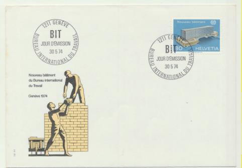 Suiza 1974. Oficina Internacional del Trabajo. Sobre Primer día