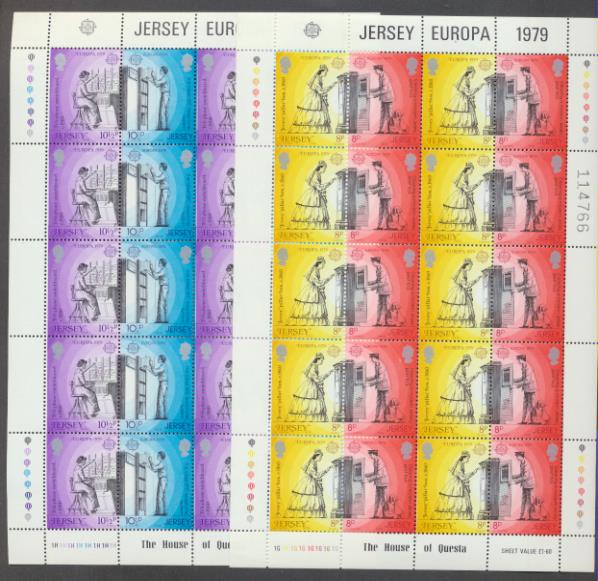 Gran Bretaña. Jersey. Europa 1979. Mini pliegos. 10 series 188-91 **