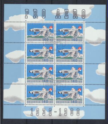 Suiza 1988. Pro aéreo HB en Mini pliego. Yvert A-49