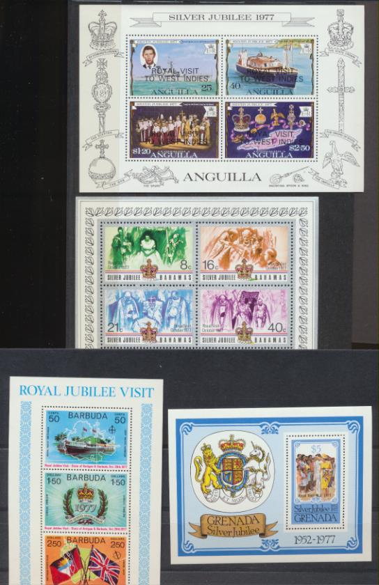 Isabel II. Silver Jubilee 1977. 4 HB. Anguila, Bahamas, Barbuda y Grenada **