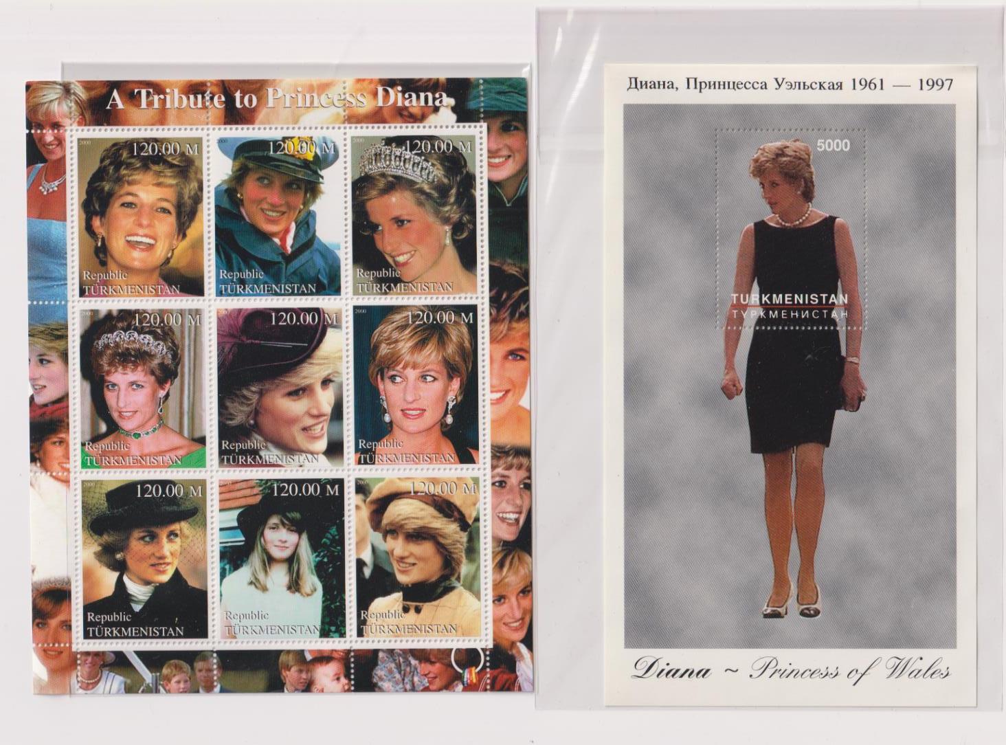 Turkmenistán 2000. Diana Princesa de Wales. SIN USAR