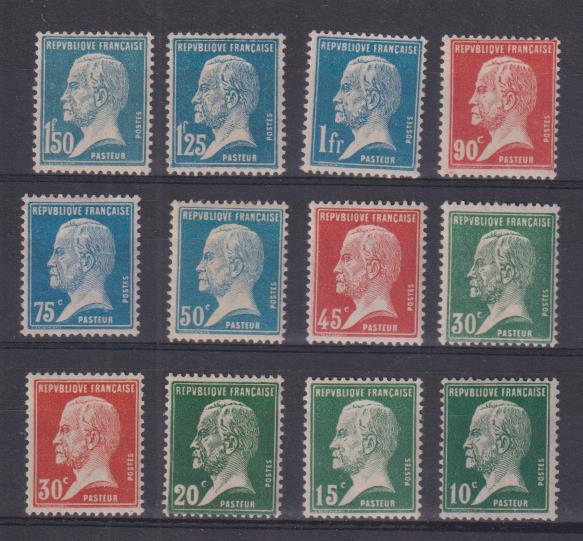 Francia 1923-26. Pasteur. Serie Completa Yvert 170-77** y 178-81*