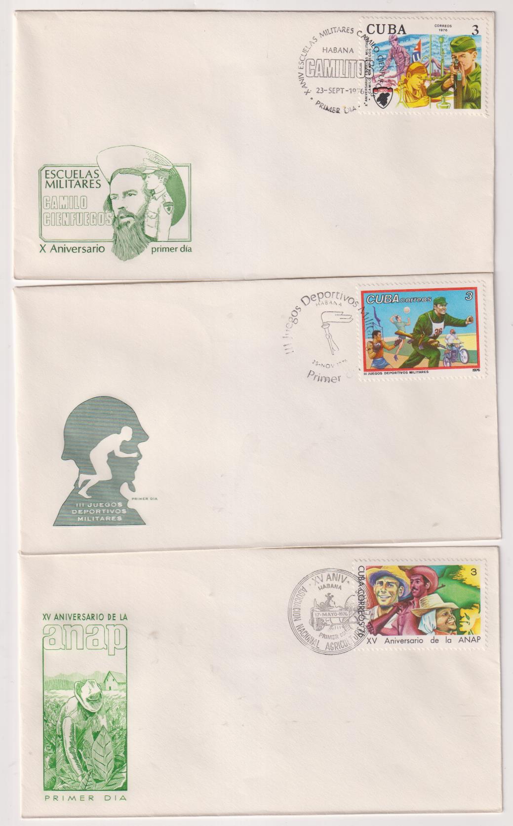 Cuba. Lote de 3 sobres Primer Día. 1976