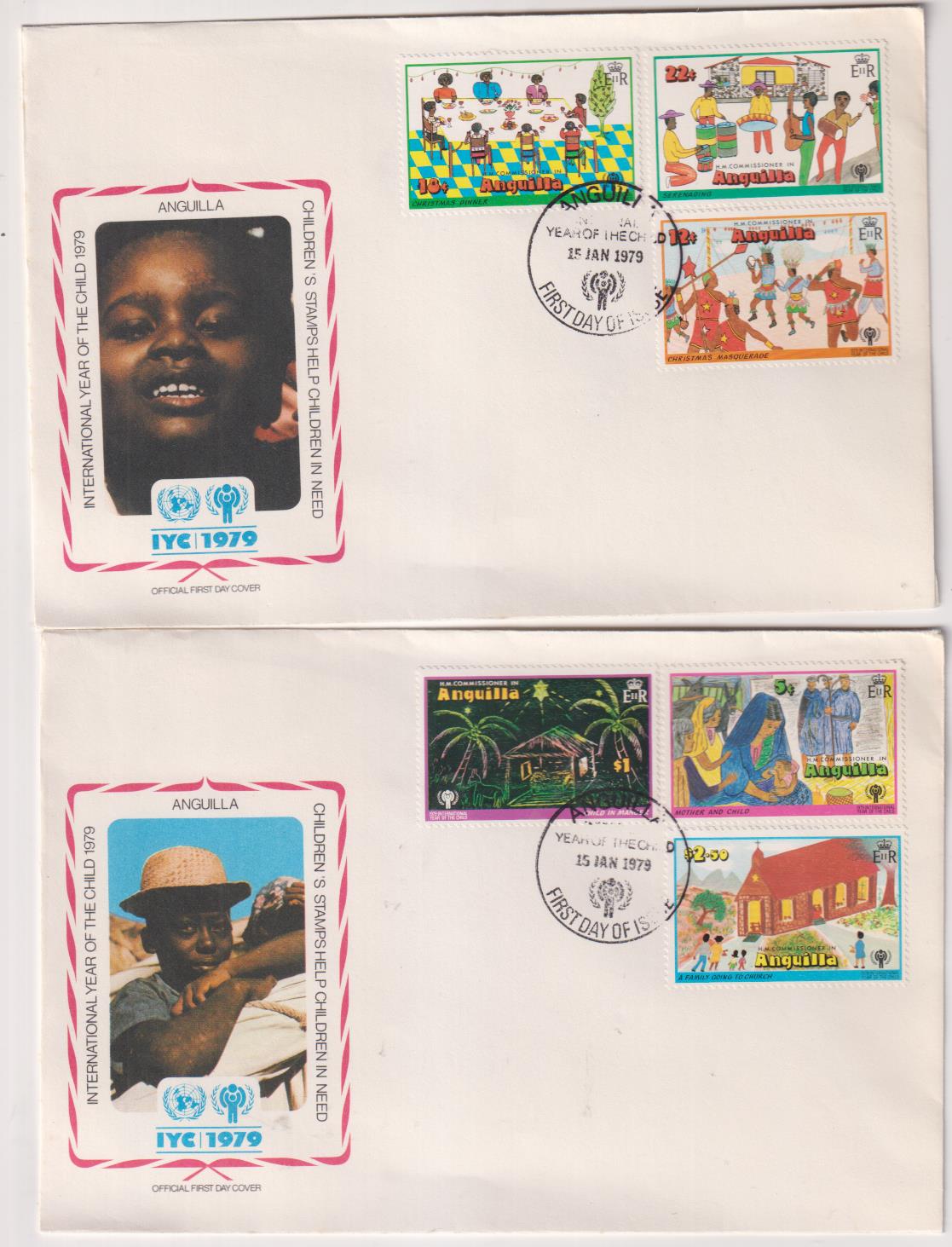 Anguilla. Año Internacional del Niño. Lote de 2 Sobres Primer Día 1979