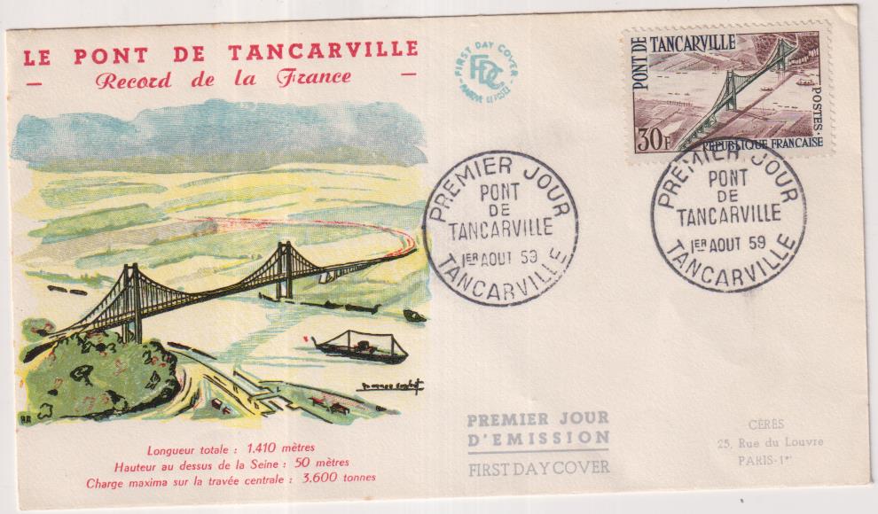 Francia. Le Pont de Tancarville. Sobre primer día, 1959