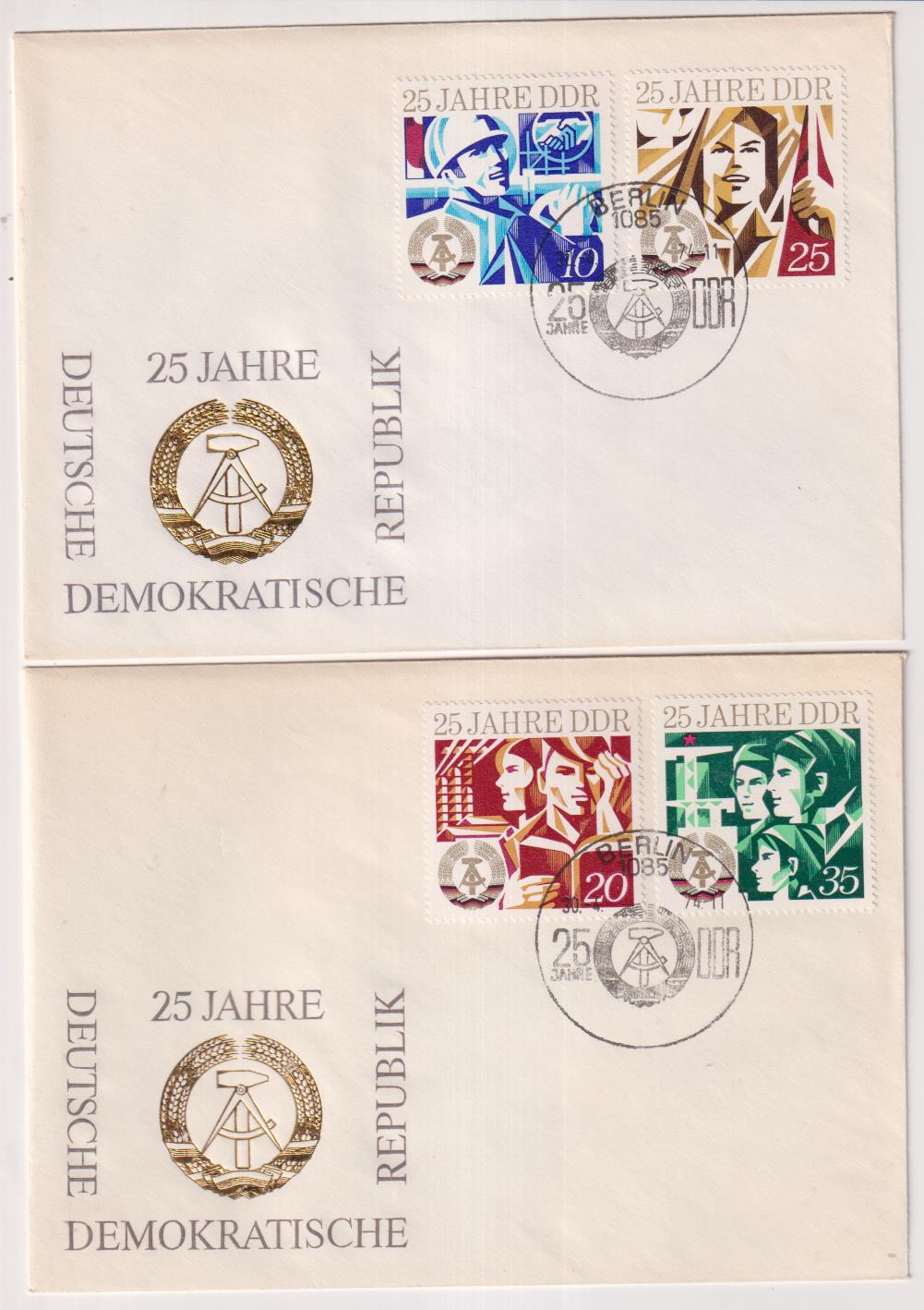 República Democrática Alemana. 2 Sobres Primer Día, 1974