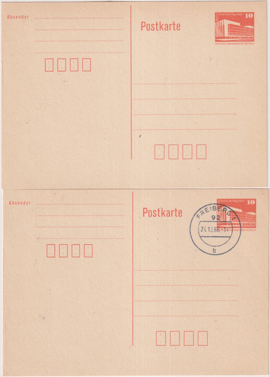 República Democrática Alemana. 2 Tarjetas Postales 1986