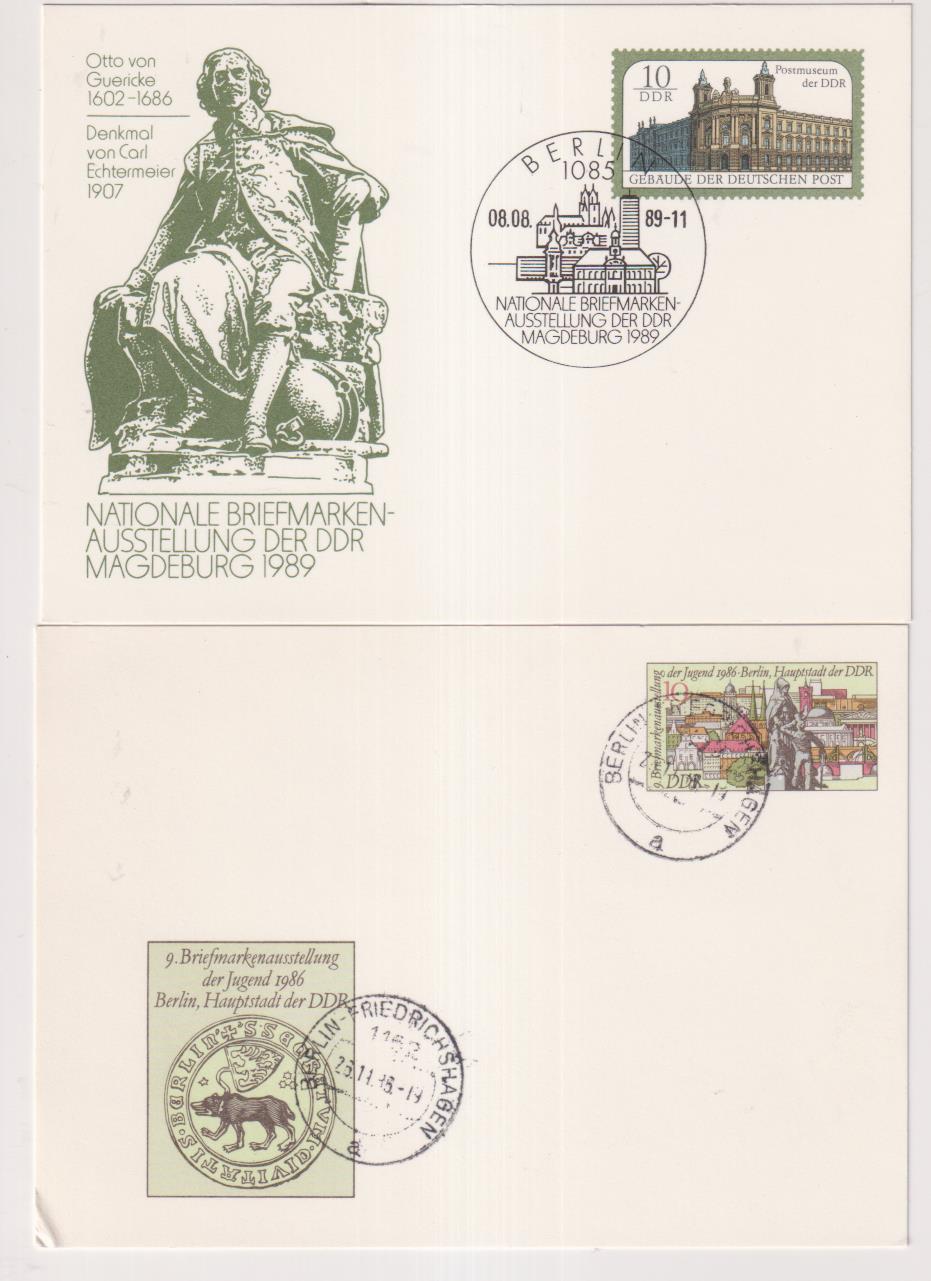 República Democrática Alemana. 2 Tarjetas Postales 1986 y 1989