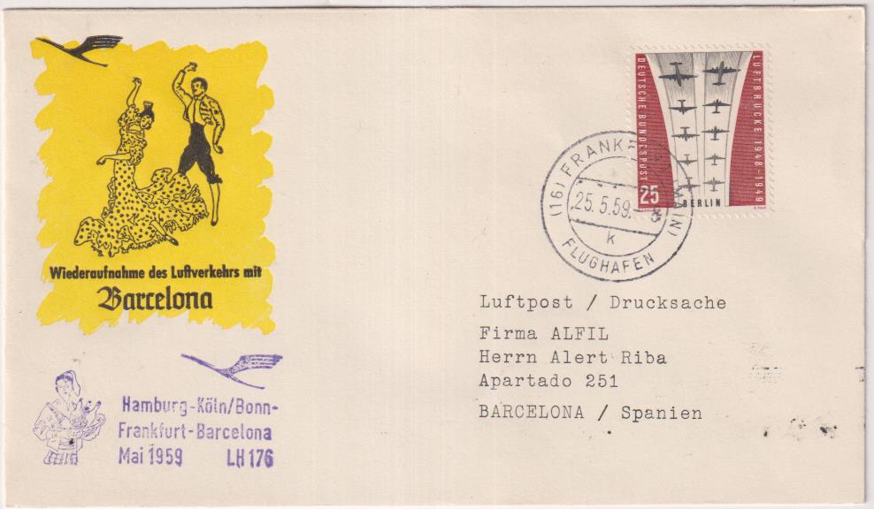 Alemania. Sobre primer Día. Reanudación de los Vuelos con Barcelona, 1959