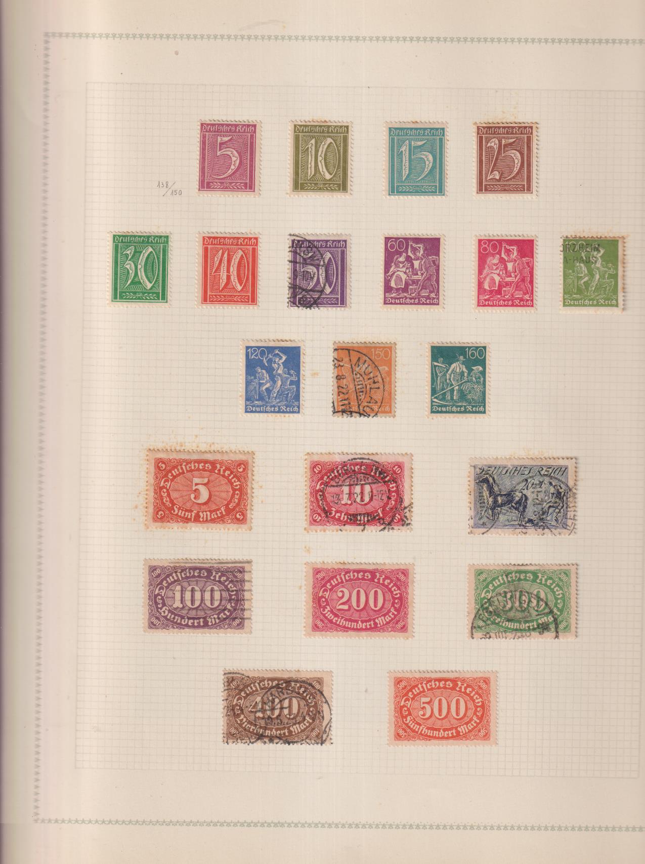 Alemania Imperio. Yvert 138-158. Nuevos sin goma y usados. todos con charnelas