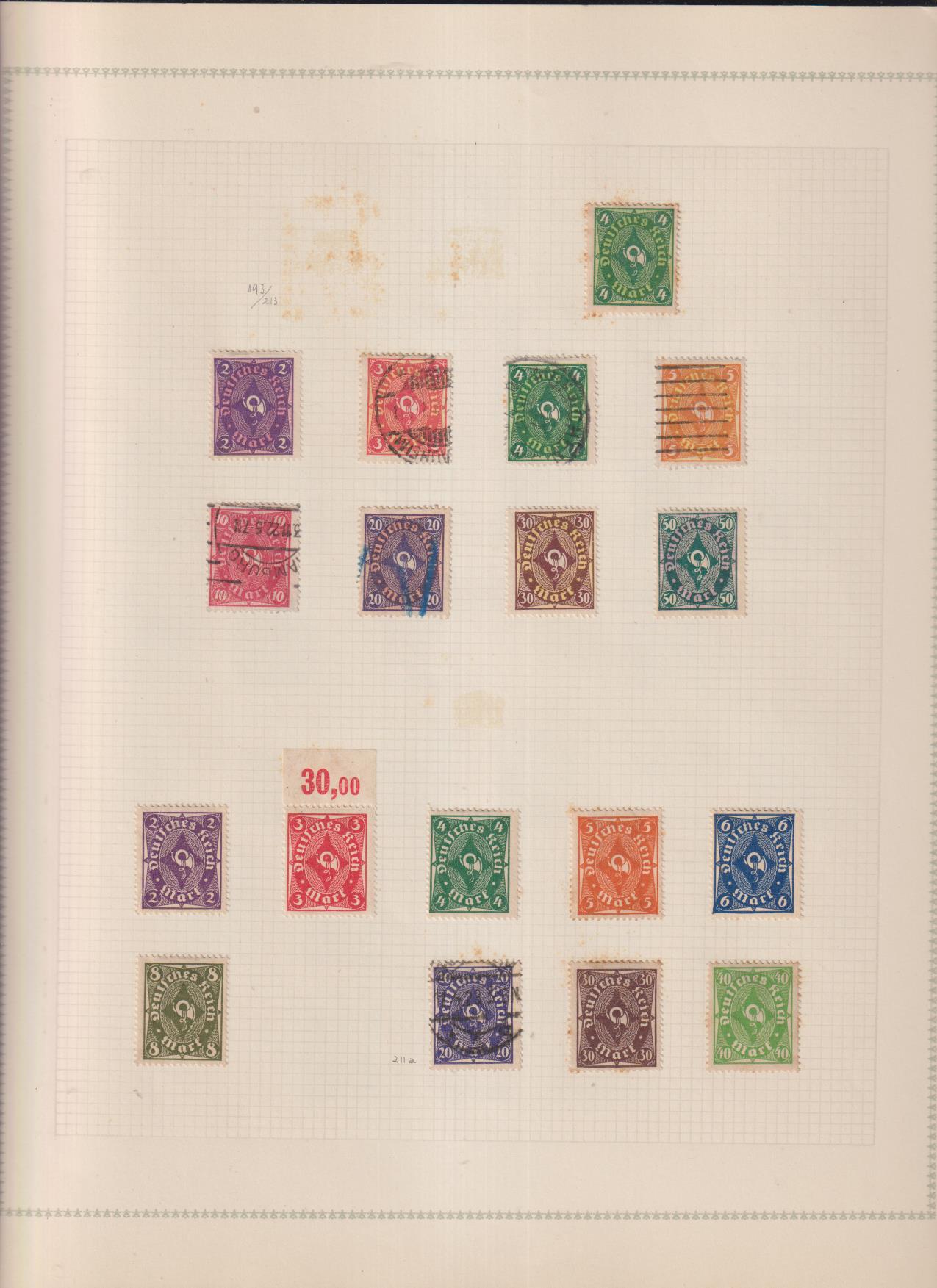 Alemania. Yvert 193-213 (Excepto 210) Mayoría Nuevos con goma, sin goma y usados. todos con charnela