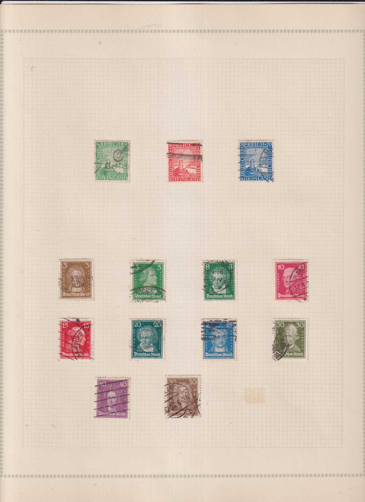 Alemania. Imperio. 1925-1927. Yvert 365-367 y 379-388. Usados, con charnelas