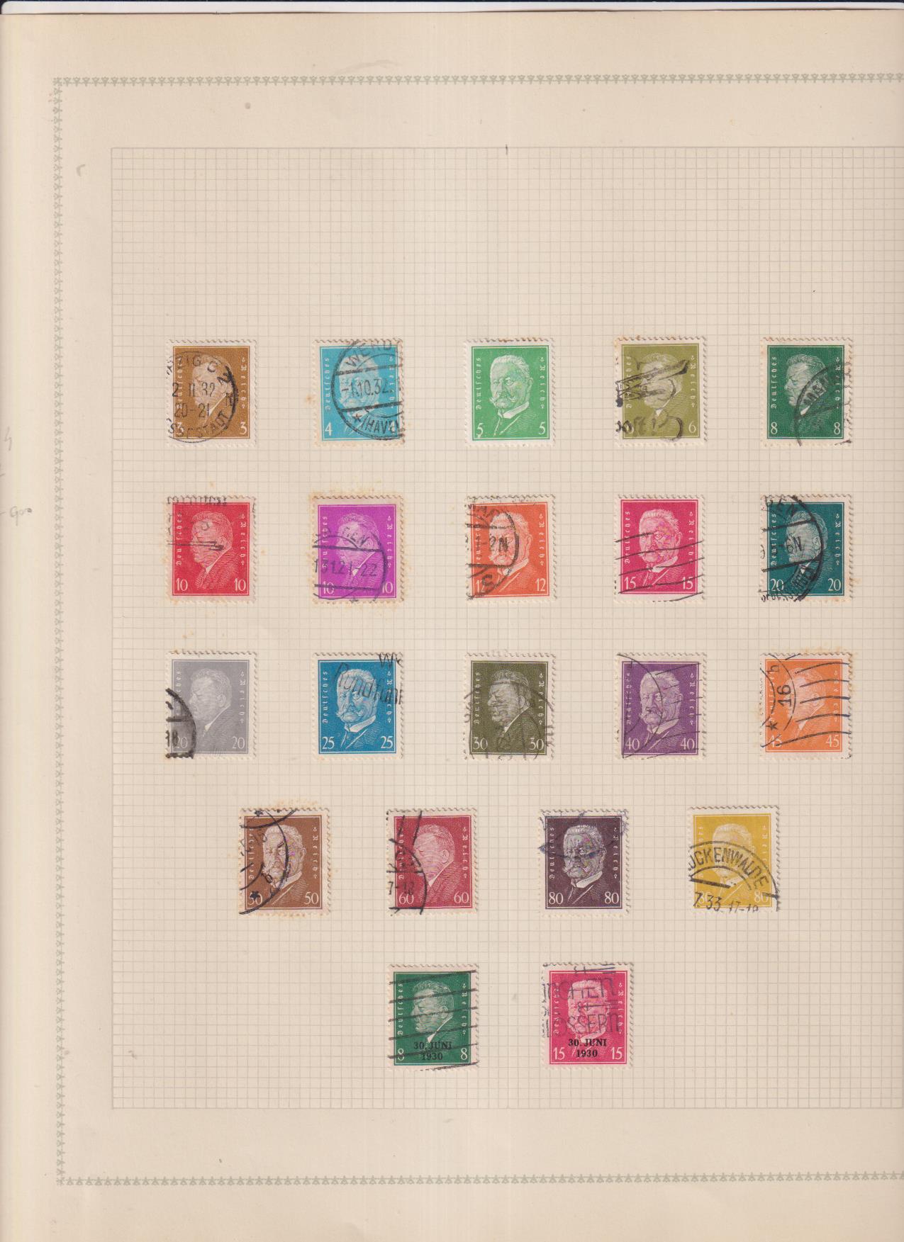 Alemania. Imperio. 1928-1932. Yvert 401-414. Usados, con charnela