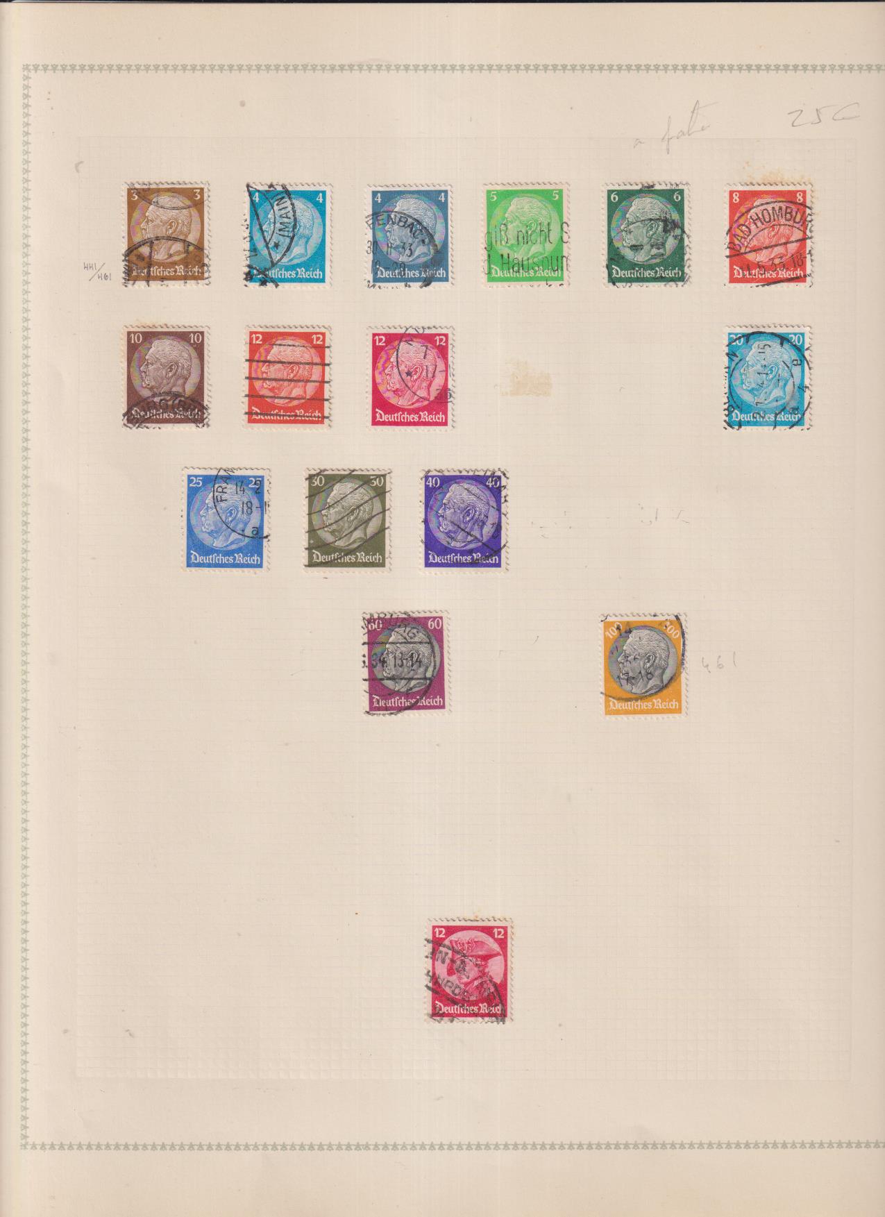 Alemania 1932-1933. Yvert 441-449, 452-55, 459,61, 463