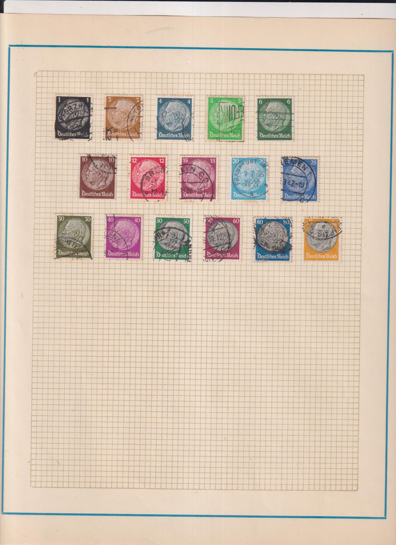 Alemania 1932-33. lote de 16 sellos usados con charnelas