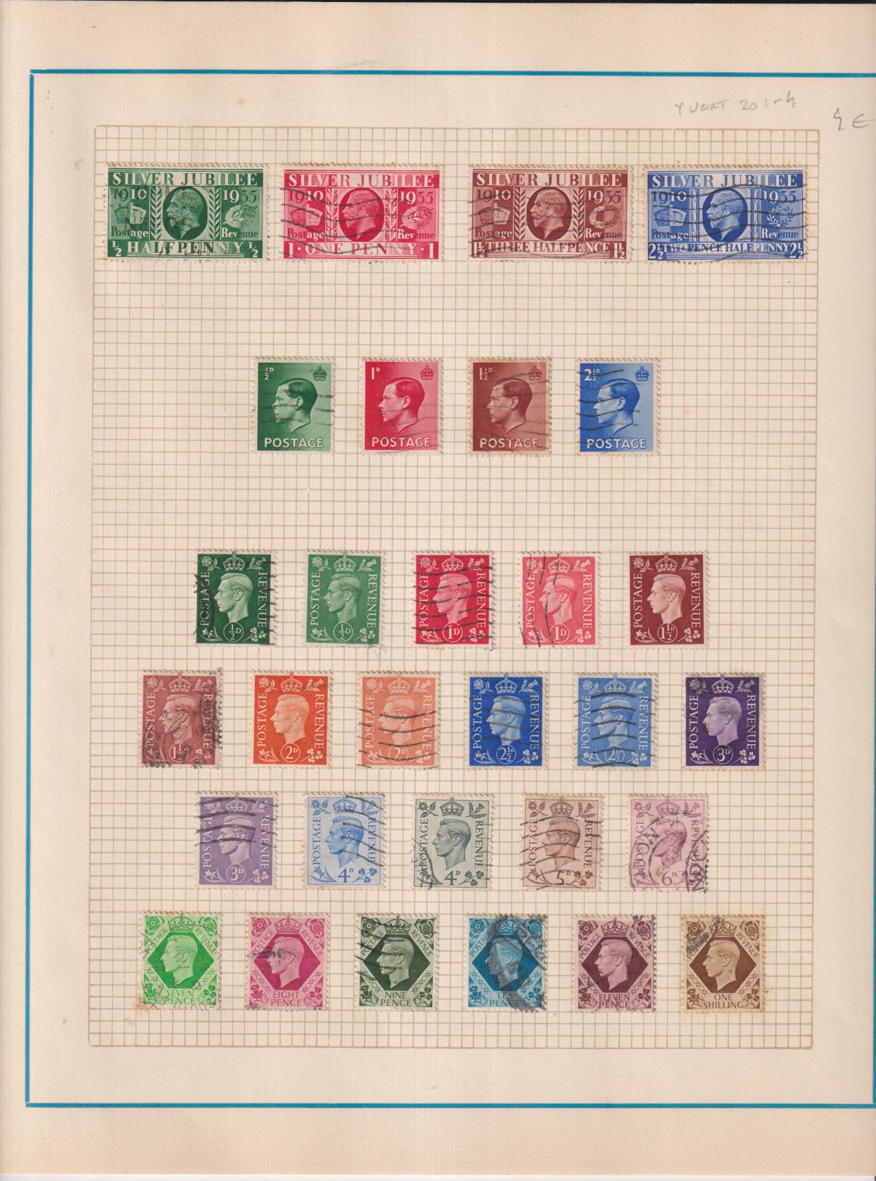 Gran Bretaña. Lote de 30 Sellos usados. Serie completa del Jubileo de 1955 y otros. con charnela