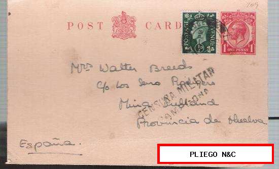 Tarjeta Entero Postal de Bledington a Mina la Sultana en Cala, de 6 Jun. 1938