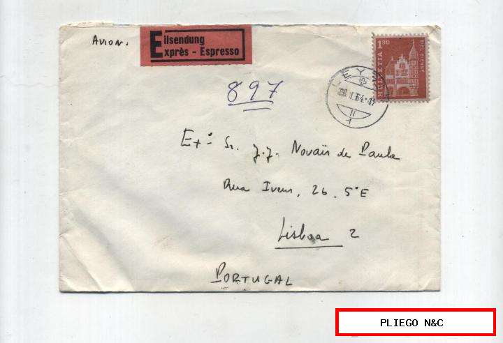 Carta de Cotes du Nord a Lisboa. del 8-6-1972. EXPRÉS. AL DORSO FECHADOR DE TRANSITO DE PARIS