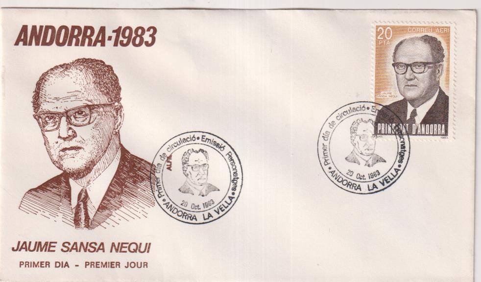 Andorra Sobre primer Día. 1983. Jaume Sansa Nequi