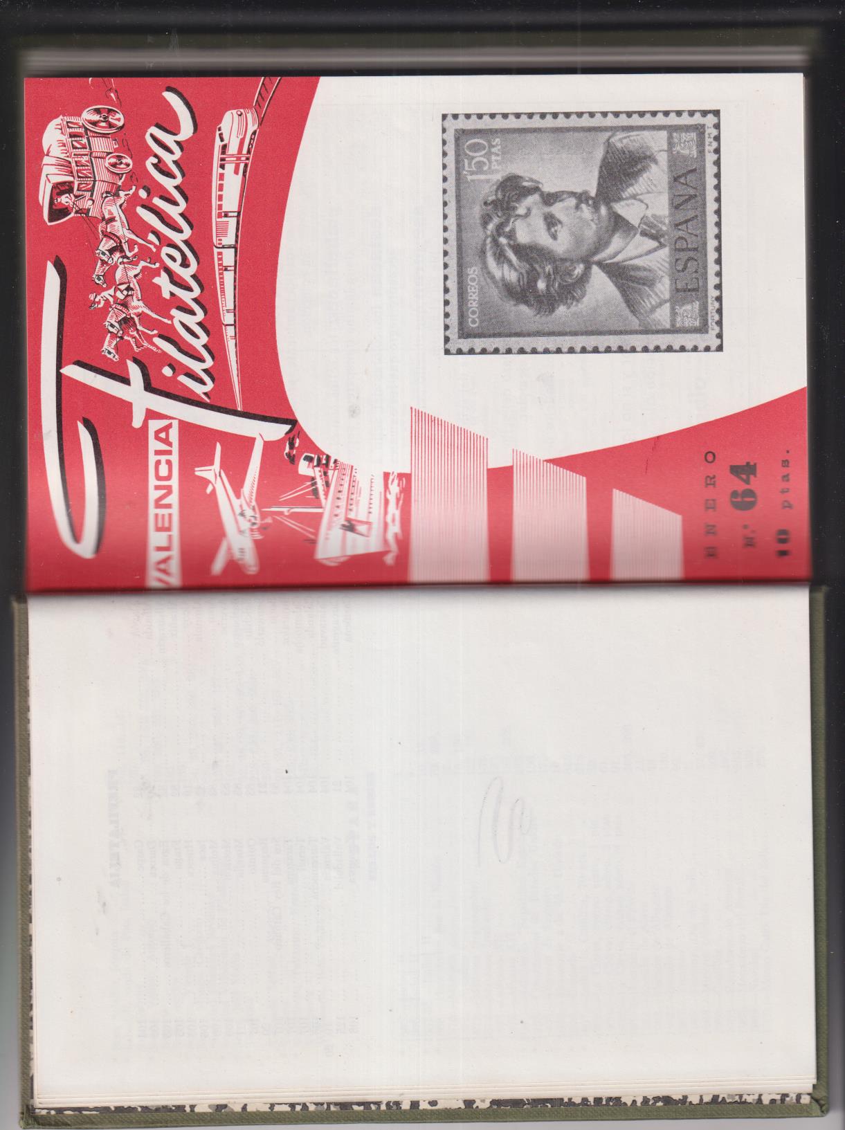 Valencia Filatélica. Los 12 ejemplares de 1968 (del 64 al 75, encuadernados en tomo lujo