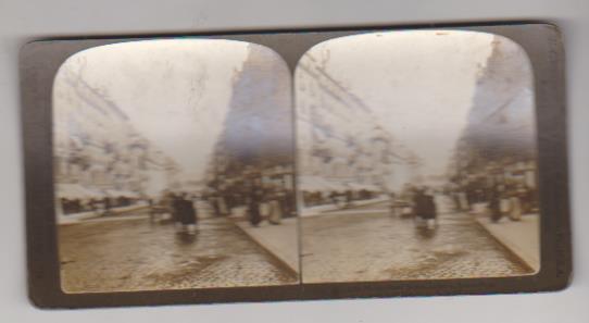 Fotografía estereoscópica (9x17) albúmina. Calle Monte-Blanc. Ginebra 1901