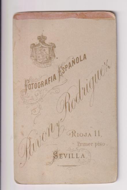Fotografía (10x6 cms) Fotógrafo Pavón y Rodríguez. Rioja 11, Sevilla Siglo XIX