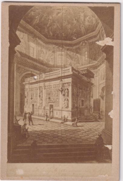 Albúmina pegada a cartón (9, 5x6, 5) Roma, interior de Iglesia. Siglo XIX